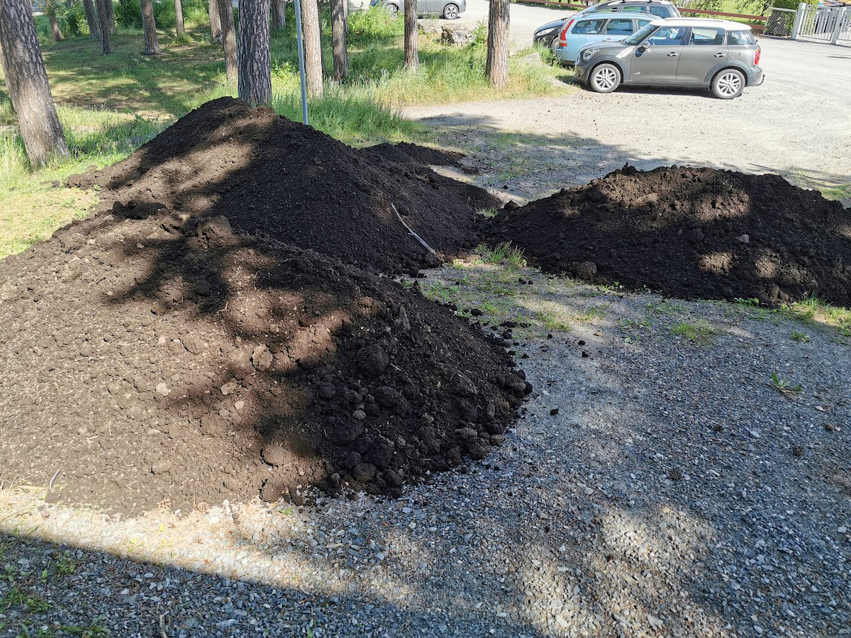 Here, our access has been blocked with several loads of soil.