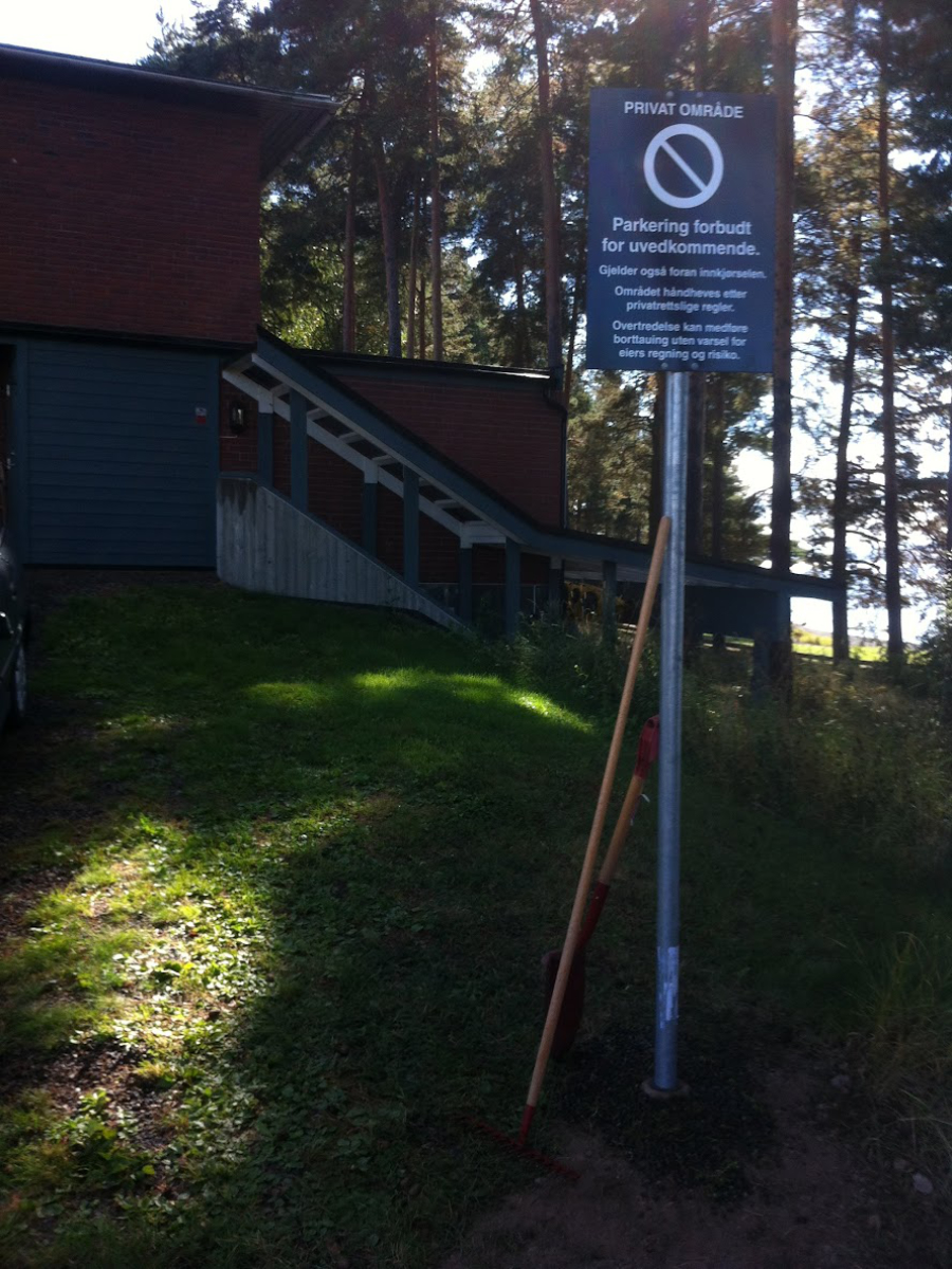 Here is one of the parking signs right after I put it up in the summer of 2013.