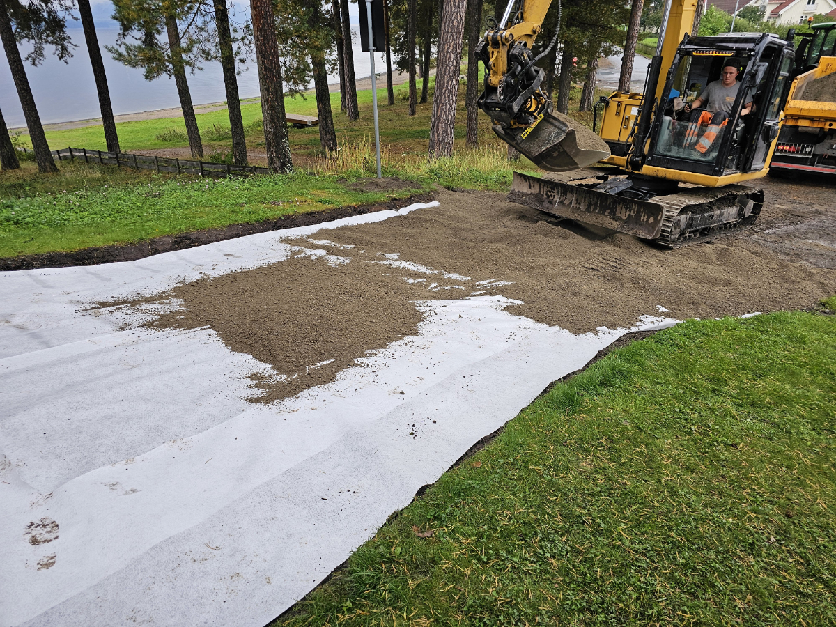 The geotextile membrane has been placed.