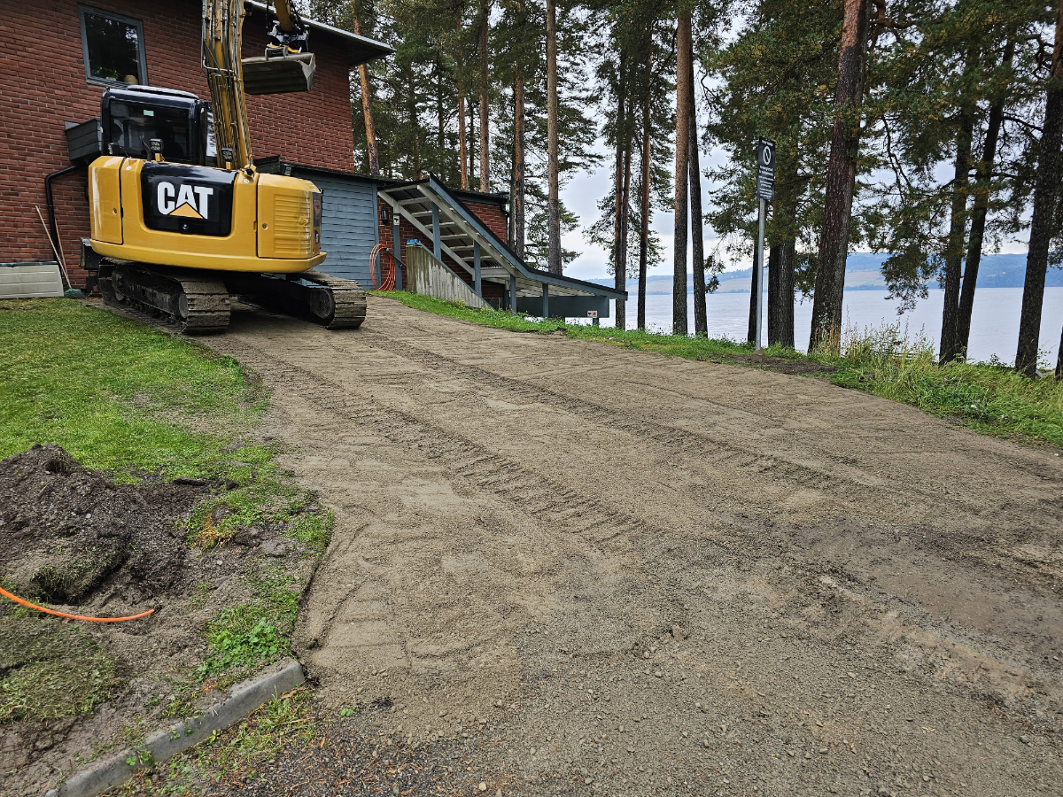 The area is being filled with crushed stone for road construction.